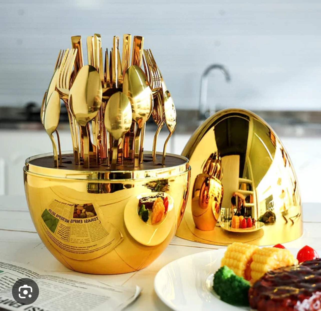 Gold 24 Pieces Cutelry Sets With Egg Stand